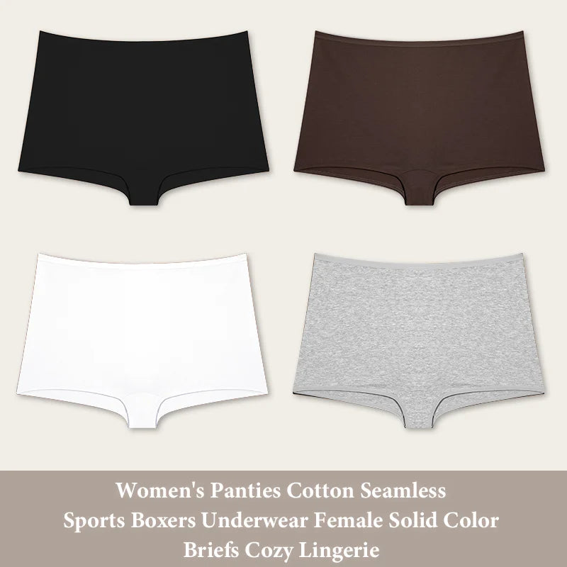 4PCS Cotton Seamless Sports Boxers Underwear  Briefs Cozy Lingerie XS-XL