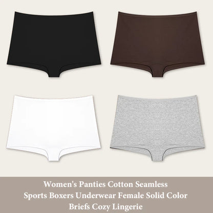4PCS Cotton Seamless Sports Boxers Underwear  Briefs Cozy Lingerie XS-XL