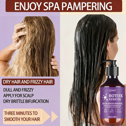 Botox Keratin Hair Mask moisturizes and strengthens damaged hair