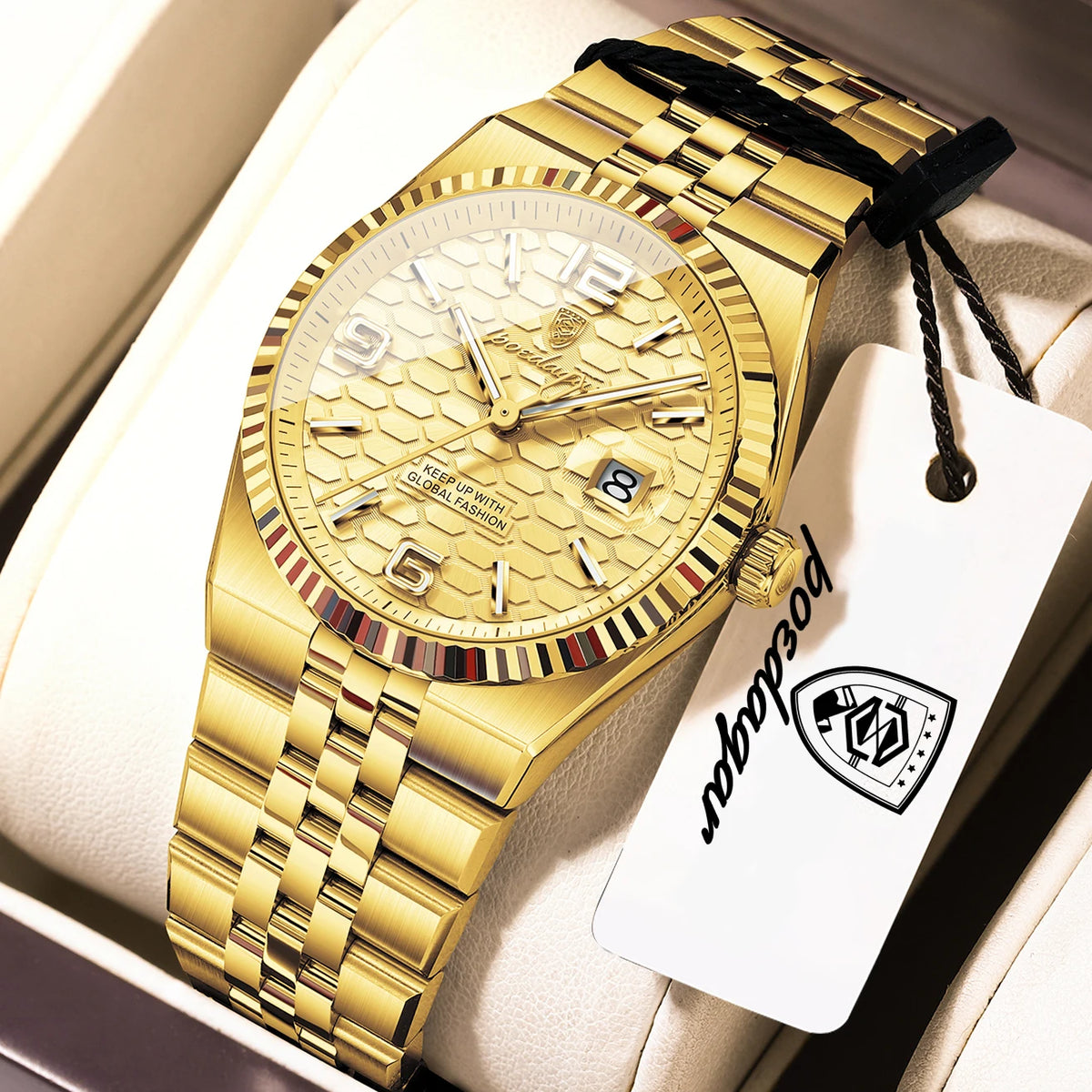 Quartz Stainless Steel Date Elegant Luminous Waterproof Watch