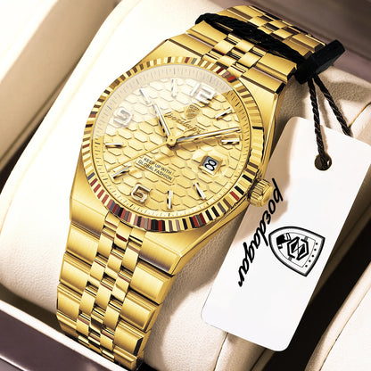 Quartz Stainless Steel Date Elegant Luminous Waterproof Watch