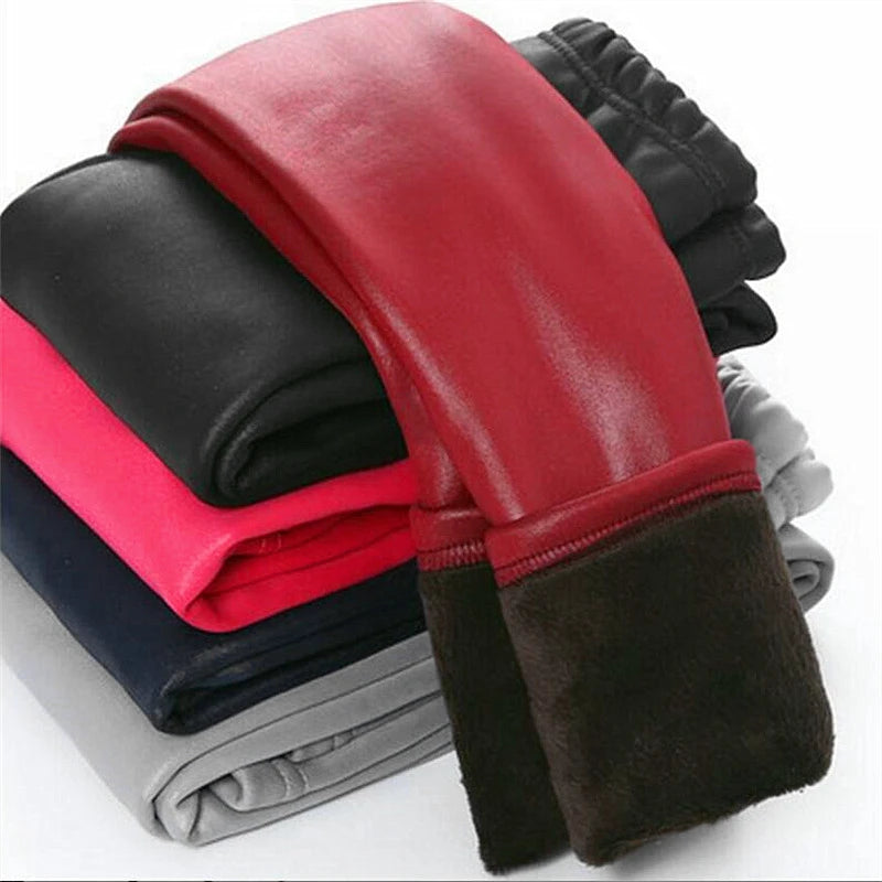 Autumn Winter Slim Thicken Imitation Leather Legging Plus Velvet Warm Pants