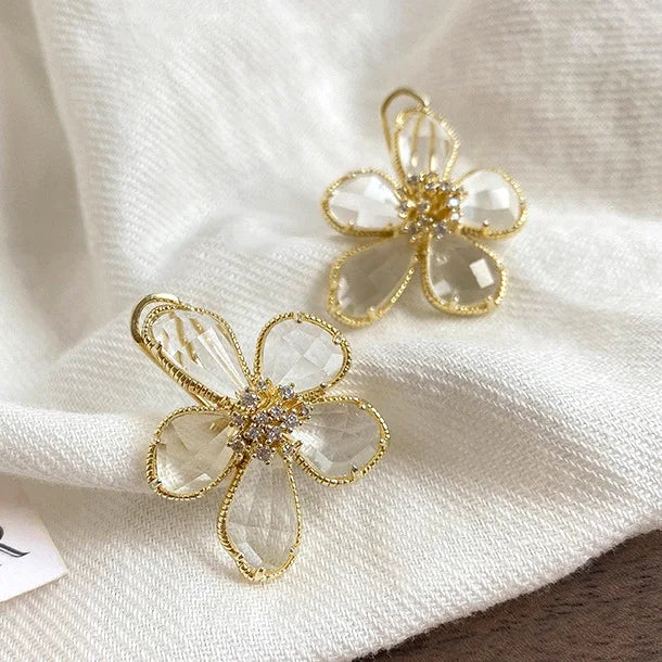 Crystal Flower Stud Earrings