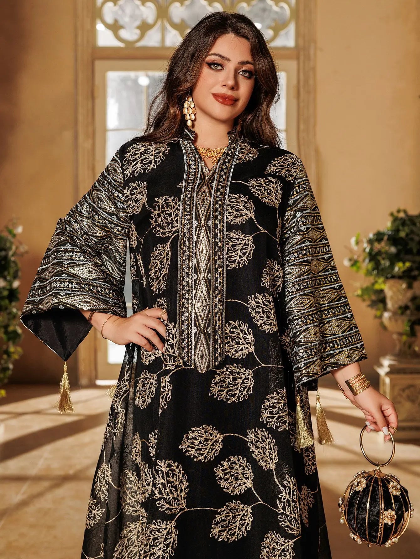 Red Islamic with Gold Detailing Ideal Abayas