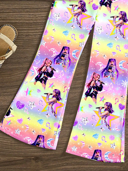 Rainbow Gradient K-Pop Idol Full Print Set Pink