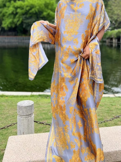 Soft Muslim Silk Satin Long Robe Islam Abayas Dress