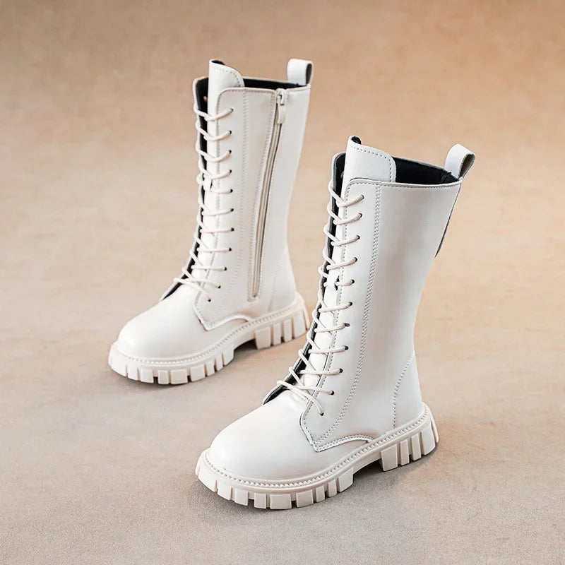 Cool Baby Girls Square Heel Round Toe Mid Boots