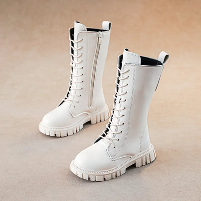 Cool Baby Girls Square Heel Round Toe Mid Boots