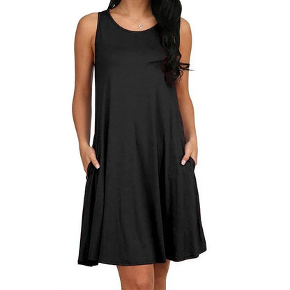 T Shirt Cover up Plain Pleated Tank Dress