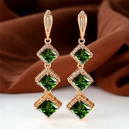 Rose Gold Birthstone Clip Blue Zircon Stone Earrings