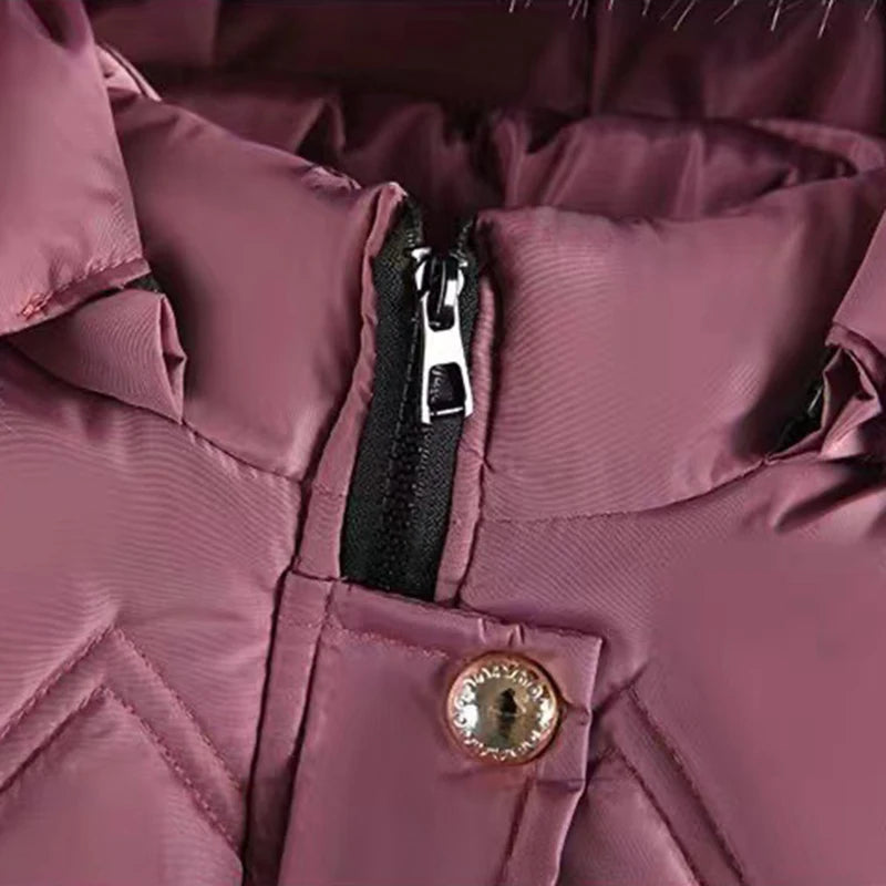 4 5 6 8 10 Years Winter Keep Warm Thicken Hooded Zipper Fur Collar Jacket