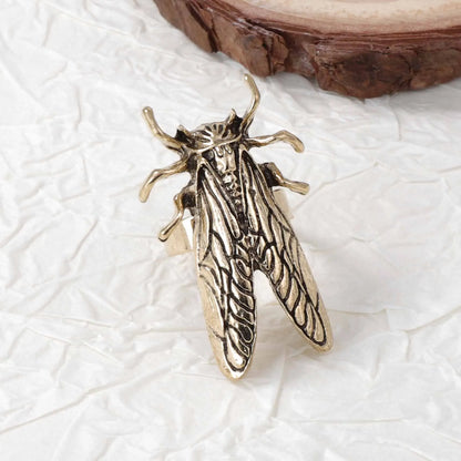 Retro Insect Opening Animal Beetle Cicada Punk Adjustable Ring