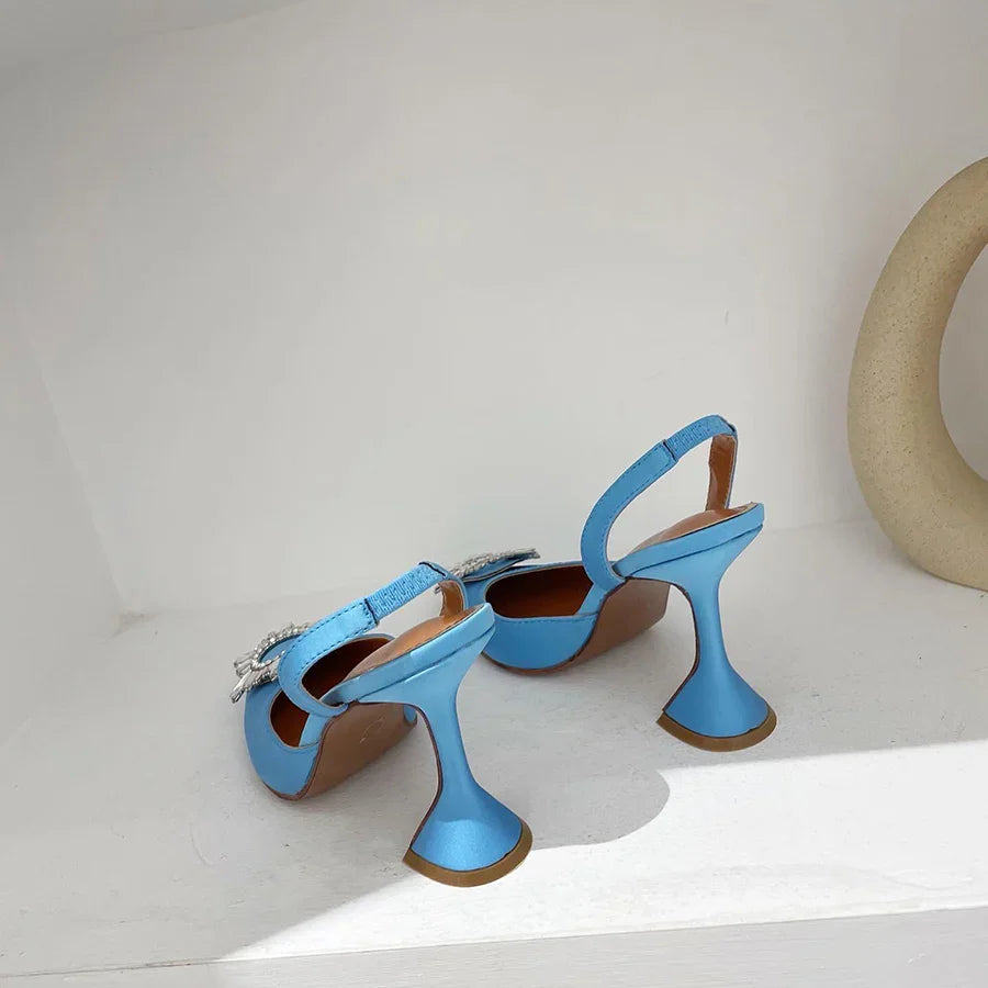 Silk High Heels Luxury Crystal Butterfly Shoes