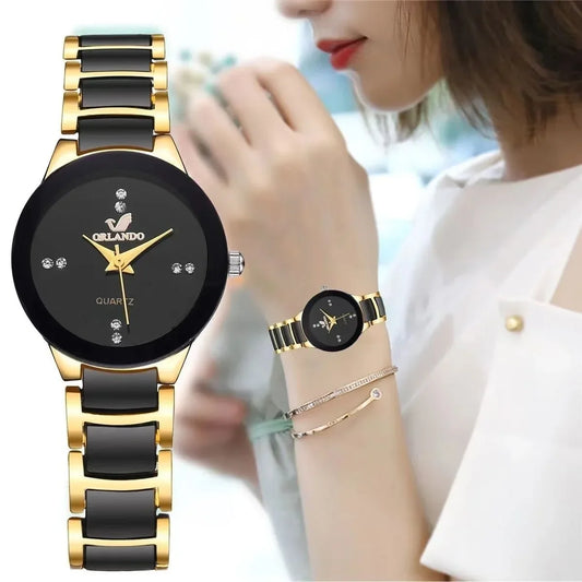 Rhinestone Stainless Steel Analog Quartz Watches