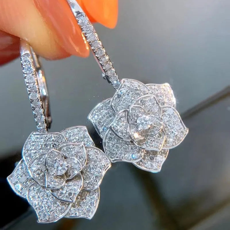 925 Sterling Silver Flower Earrings