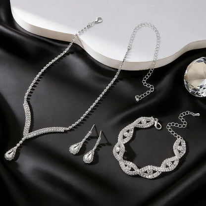 Geometric Rhinestone Crystal Necklace Choker Jewelry Set