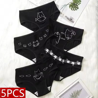 5Pcs/set Cotton Cartoon Cute Short Soft Underpants Sexy Lingerie M-XL
