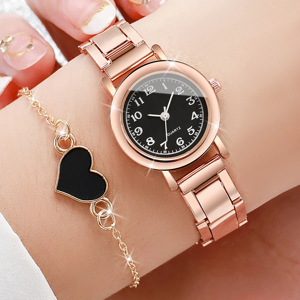 Square Stainless Steel Quartz Watch Set