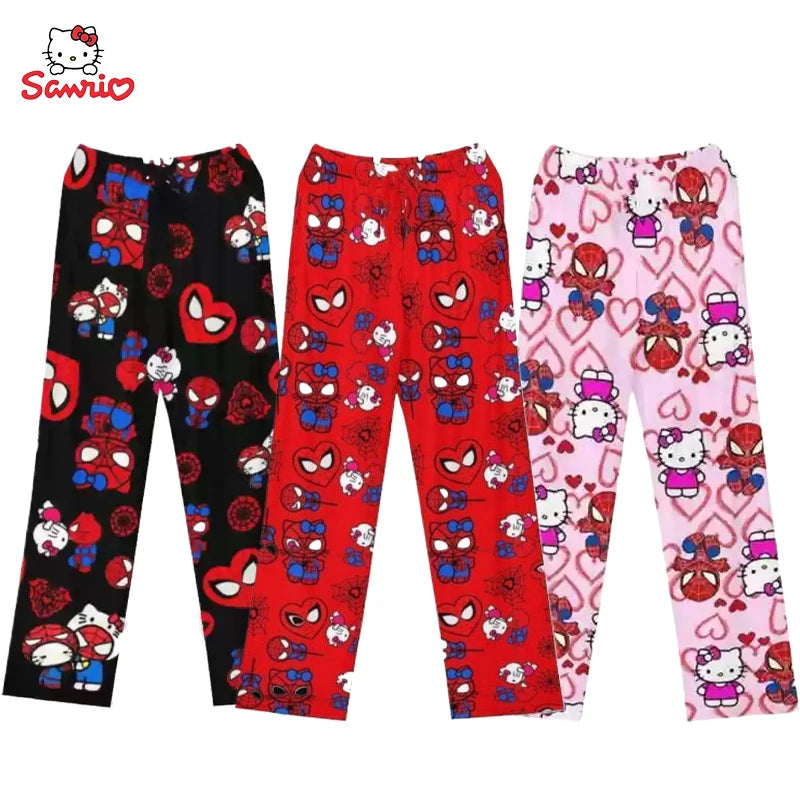 Hello Kitty Spider-Man Cotton Loose Pajama Pants