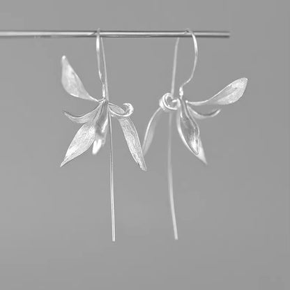 925 Sterling Silver Frosting Hoop Crossing Line Hollow Out Earrings