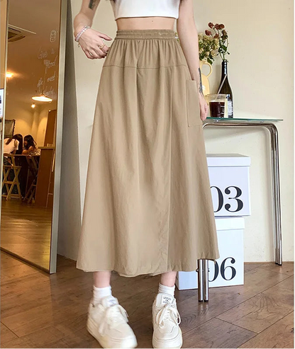 Chic Elastic High Waisted Long Wide Leg Pants