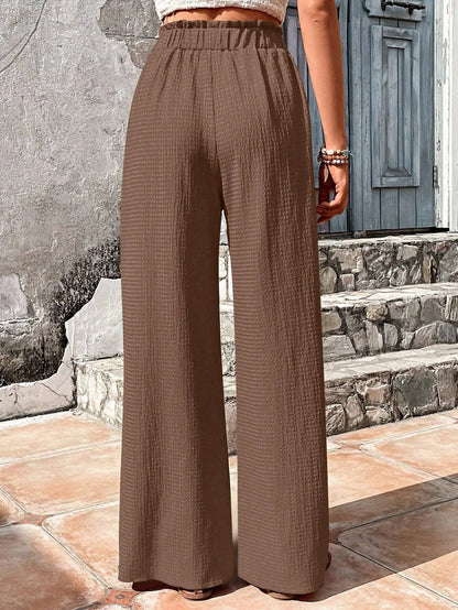 Pantalones de pierna ancha con cintura elástica alta