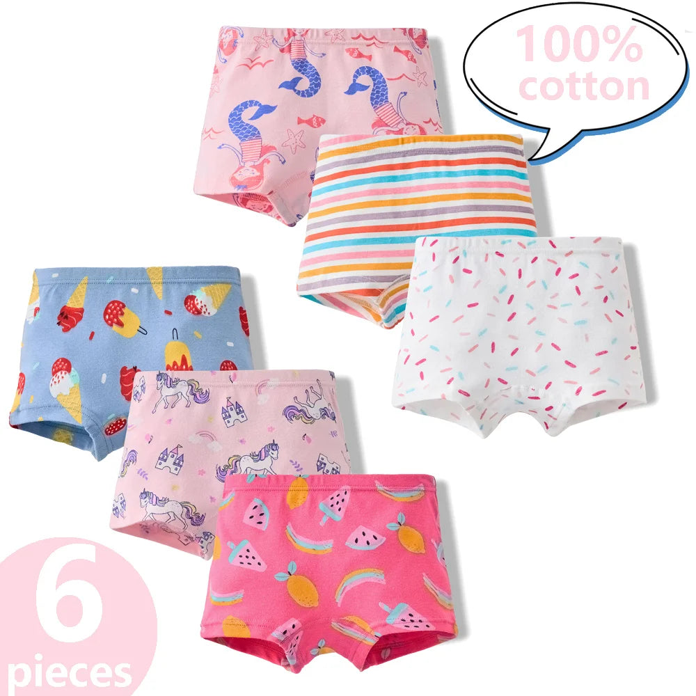 3/6 Pcs 100% Cotton Pretty Cartoon Boxer Set