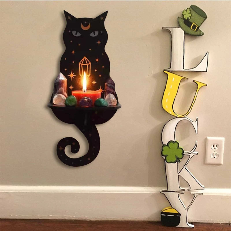 Wall Hanging Candlestick Wooden Carving Decor