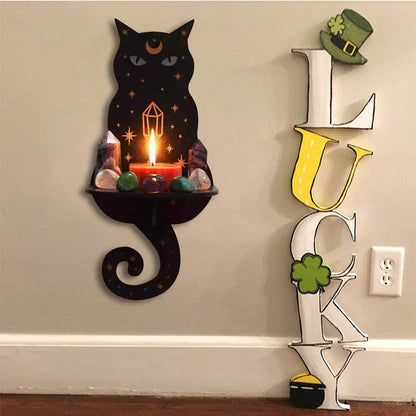 Wall Hanging Candlestick Wooden Carving Decor