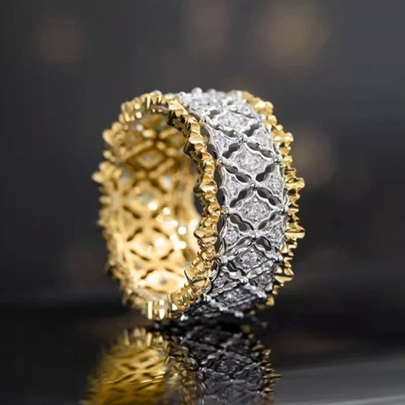 925 Sterling Silver Two Tone Luxury Rings