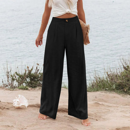 Cotton-Linen Casual Lightweight Elastic Waist Lounge Pants