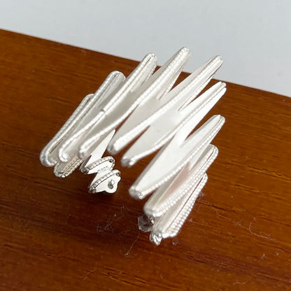 925 Sterling Silver Geometric Wide Sparkling Ring