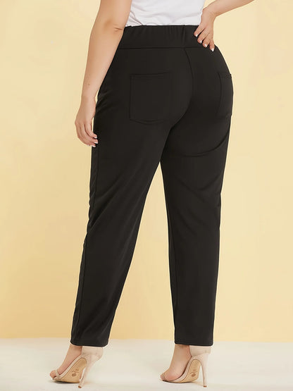 Fabric casual slit straight trousers