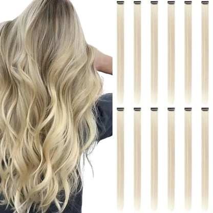 12PCS/Pack Colored Party Highlights Clip-in Hair Extensions