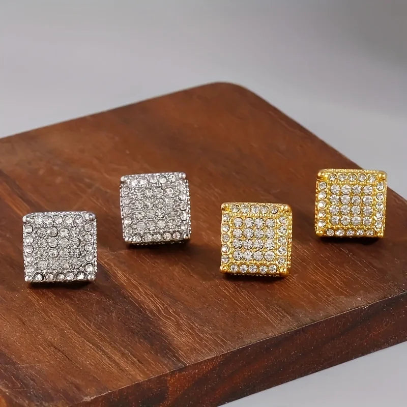 Square Classic Zircon Ear Studs Earrings