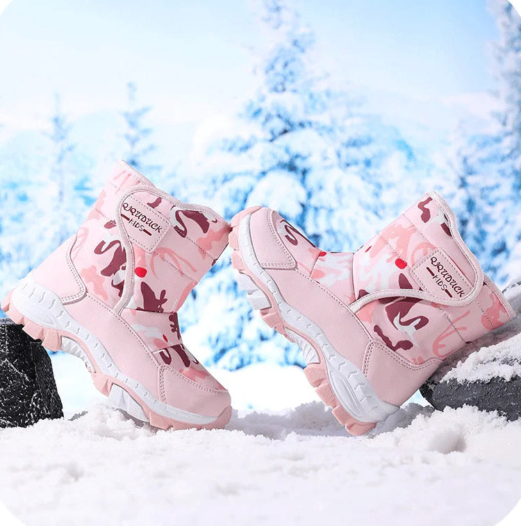 Snow Winter Plush Waterproof Fabric Non-Slip Rubber Sole Boots