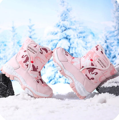 Snow Winter Plush Waterproof Fabric Non-Slip Rubber Sole Boots