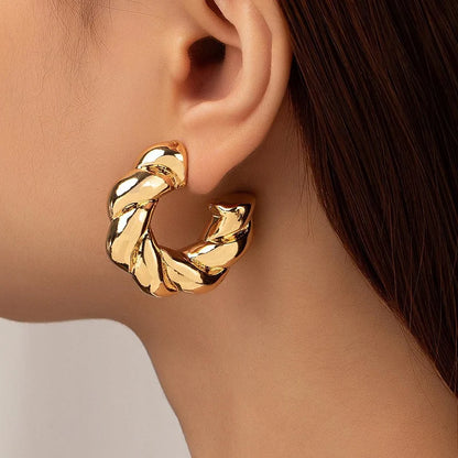 Crystal Stone Hoop Earrings Twisted Metal