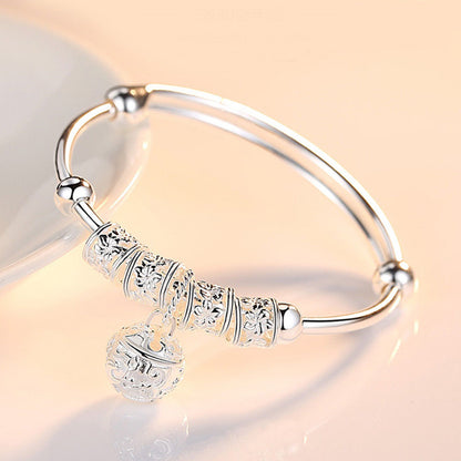 DANA Silver Hollow Bells Ball Bangles Bracelets
