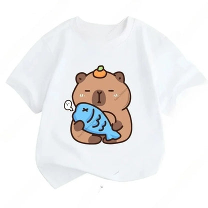 Capybara Printing Cute Short-Sleeved T-Shirt