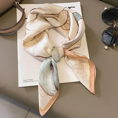 Luxury Silk Square Scarf Soft Satin Horse Hairband Hijab Headband Shawl