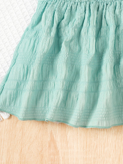 Baby Girl Small Round Neck Ruffle Short Sleeve Set
