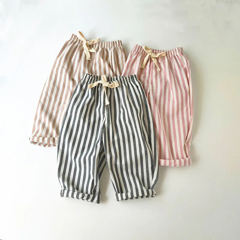 Linen Cotton Stripe Summer Pants
