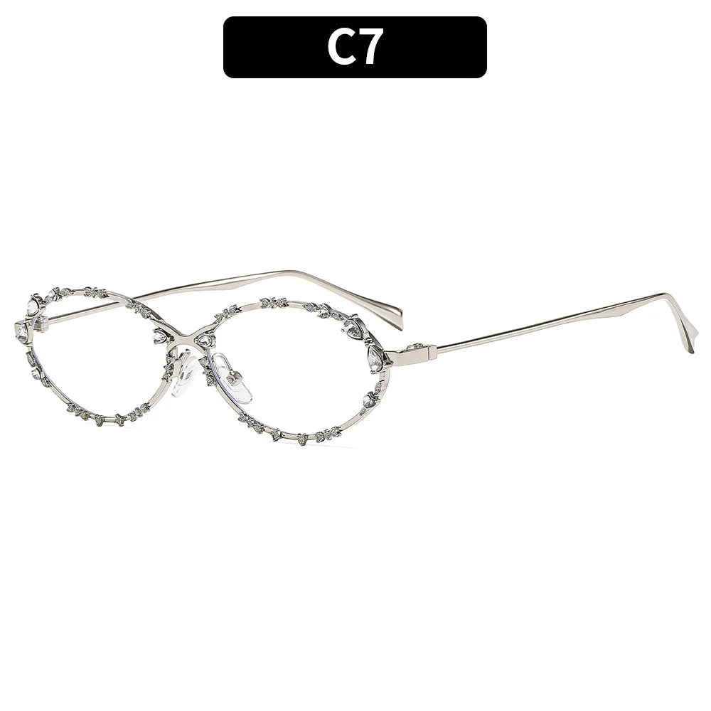 Diamond Luxury oval Rhinestone Sun Glasses