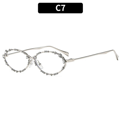 Diamond Luxury oval Rhinestone Sun Glasses