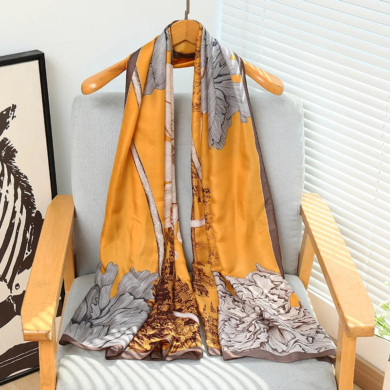 180*90cm Luxury Classic Sun Protection Silk Scarves Silk Shawl