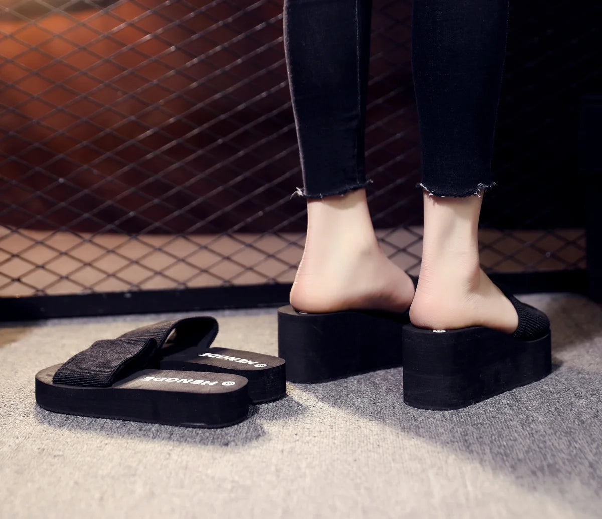 Korean Style Platform Thick-Soled Slippers