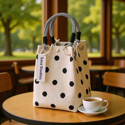 Versatile Cute Knitted Handbag With 3D Magnetic Snap Handbag Clutch Bag