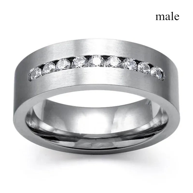Charm Couple Romantic Heart Rhinestones CZ Rings Set