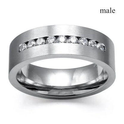 Charm Couple Romantic Heart Rhinestones CZ Rings Set